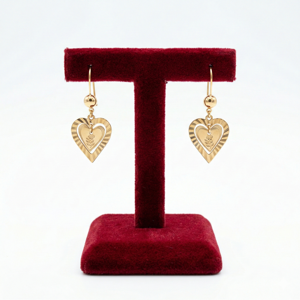 Classic Heart Rose Drop Earrings