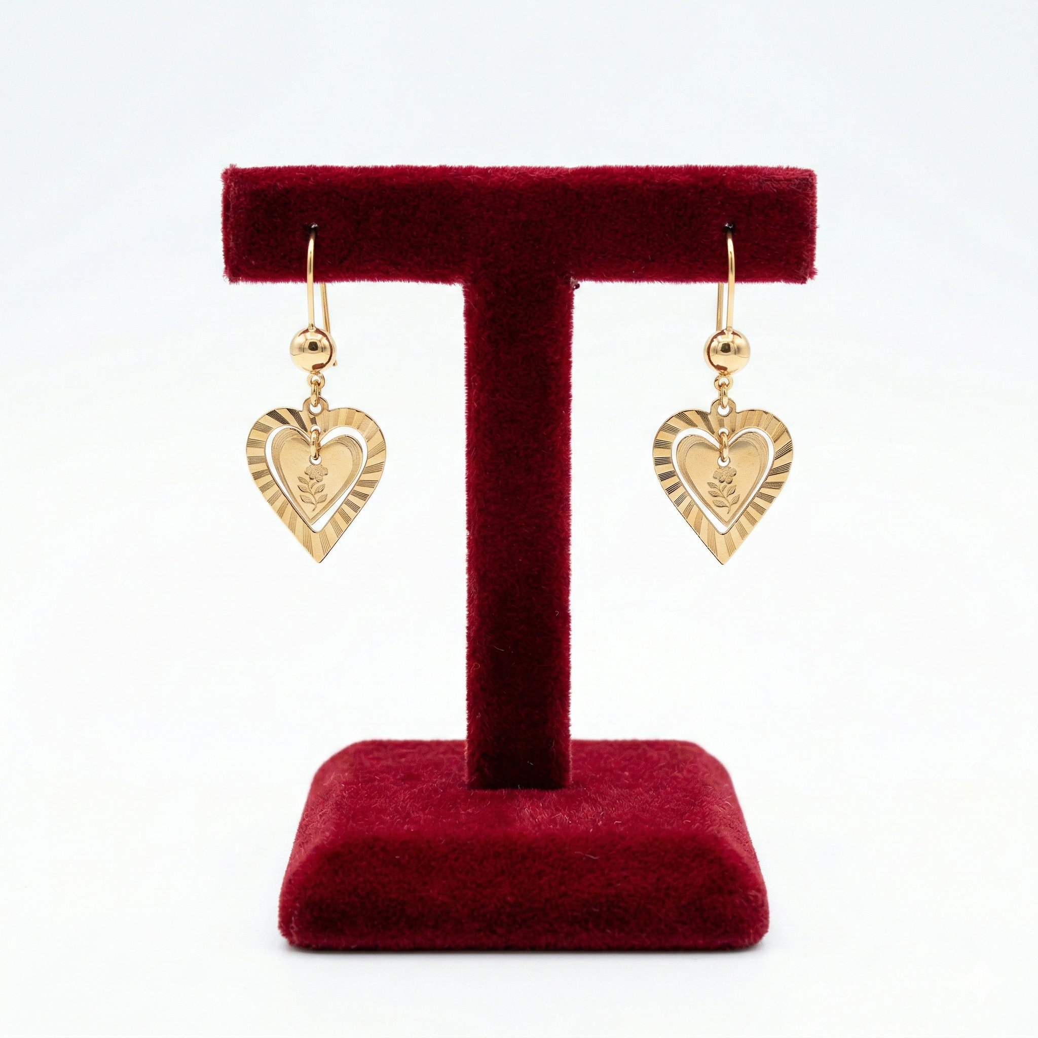 Classic Heart Rose Drop Earrings
