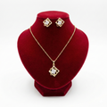 Modern Geometric Interlocking Square Solitaire Set (Gold Tone)