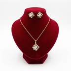 Modern Geometric Interlocking Square Solitaire Set (Gold Tone)