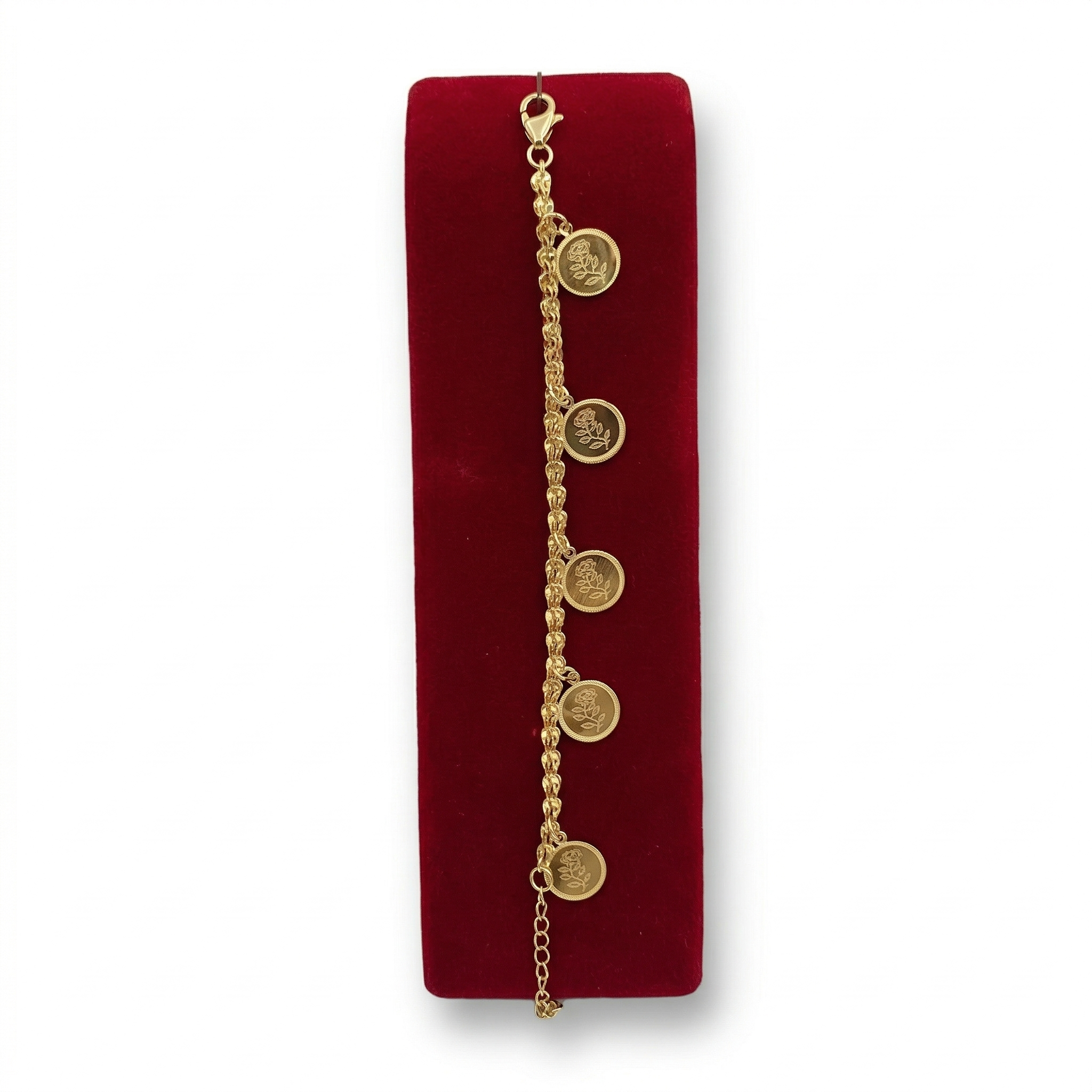 Dangling Floral Charm Khaleeji Gold-Tone Bracelet