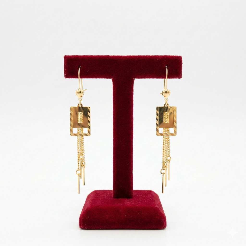 Geometric Square Tassel Drop Earrings
