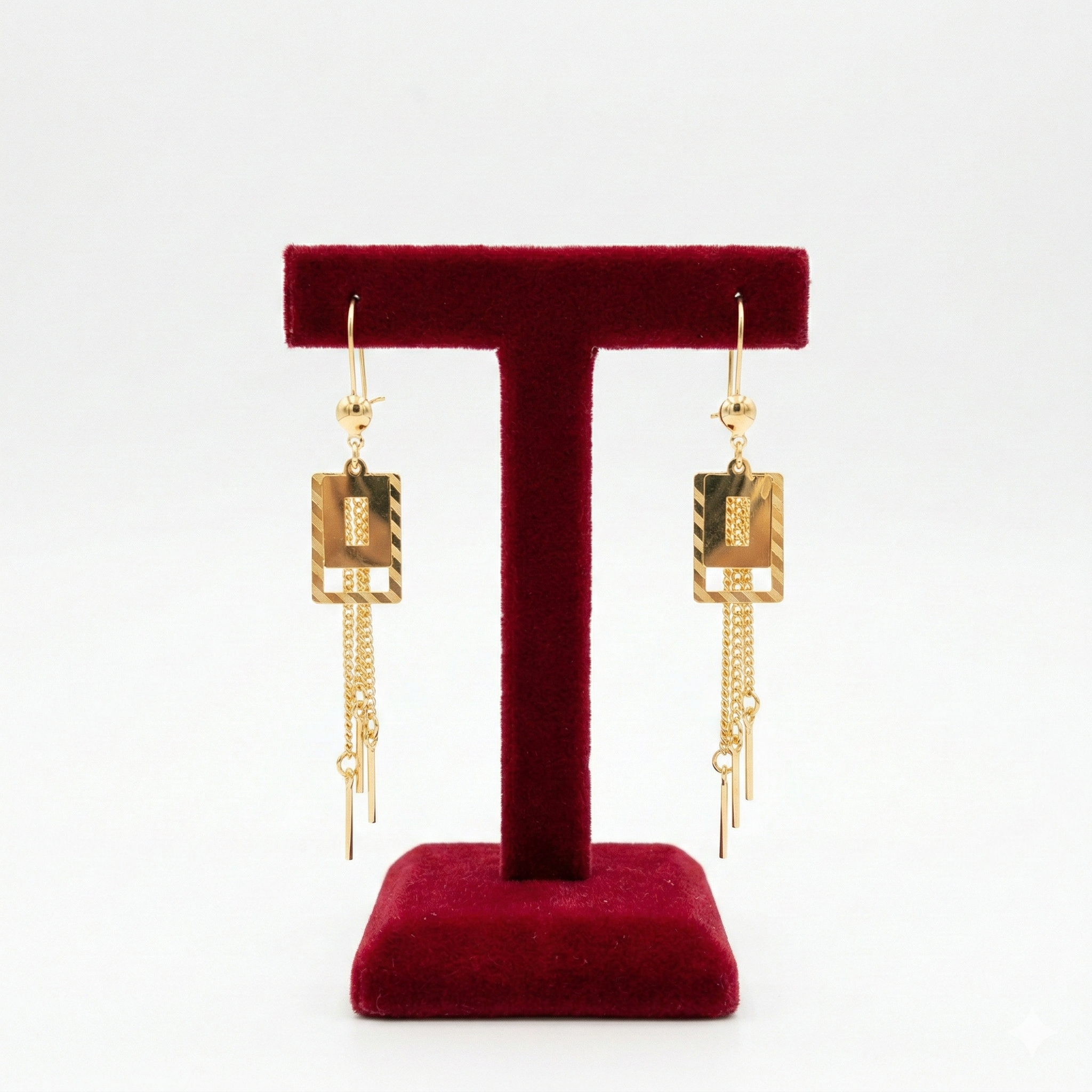 Geometric Square Tassel Drop Earrings