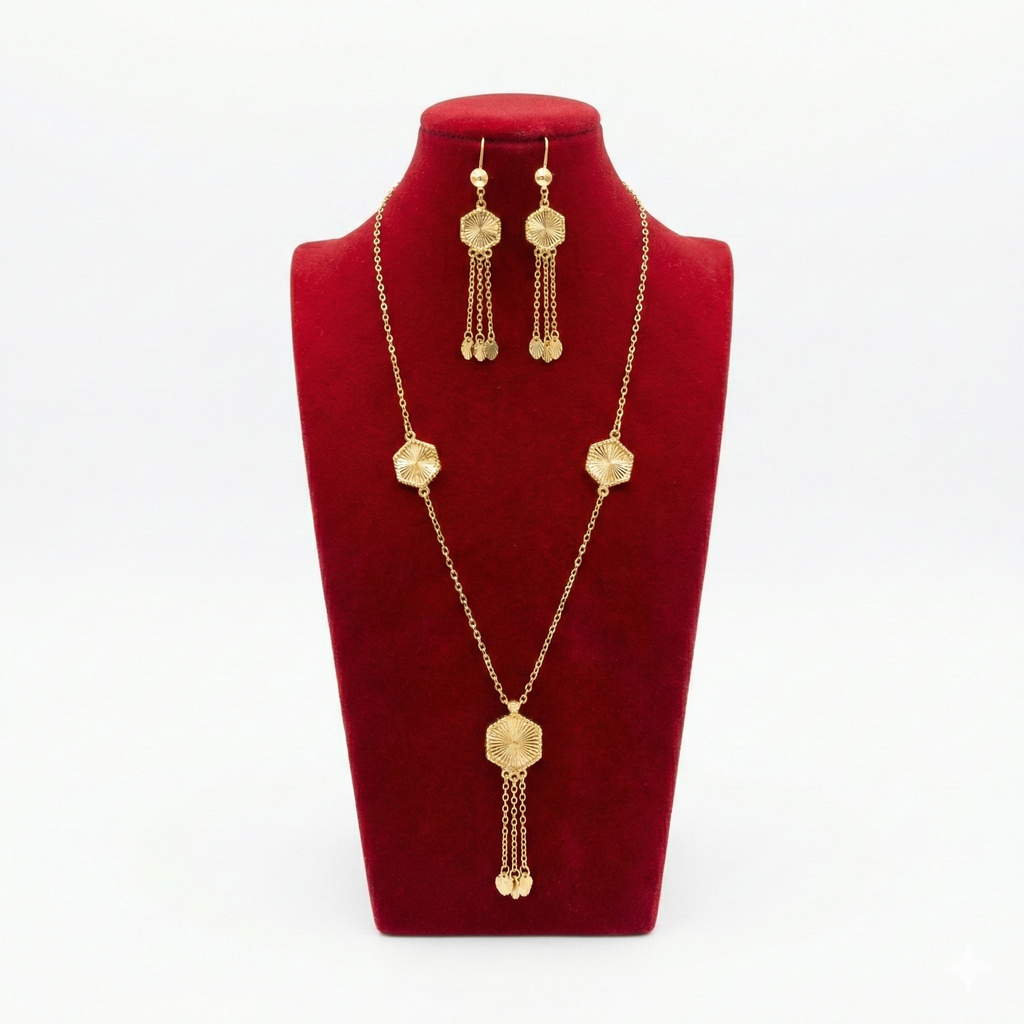 Royal Golden Sunburst Hexagon Long Station Set