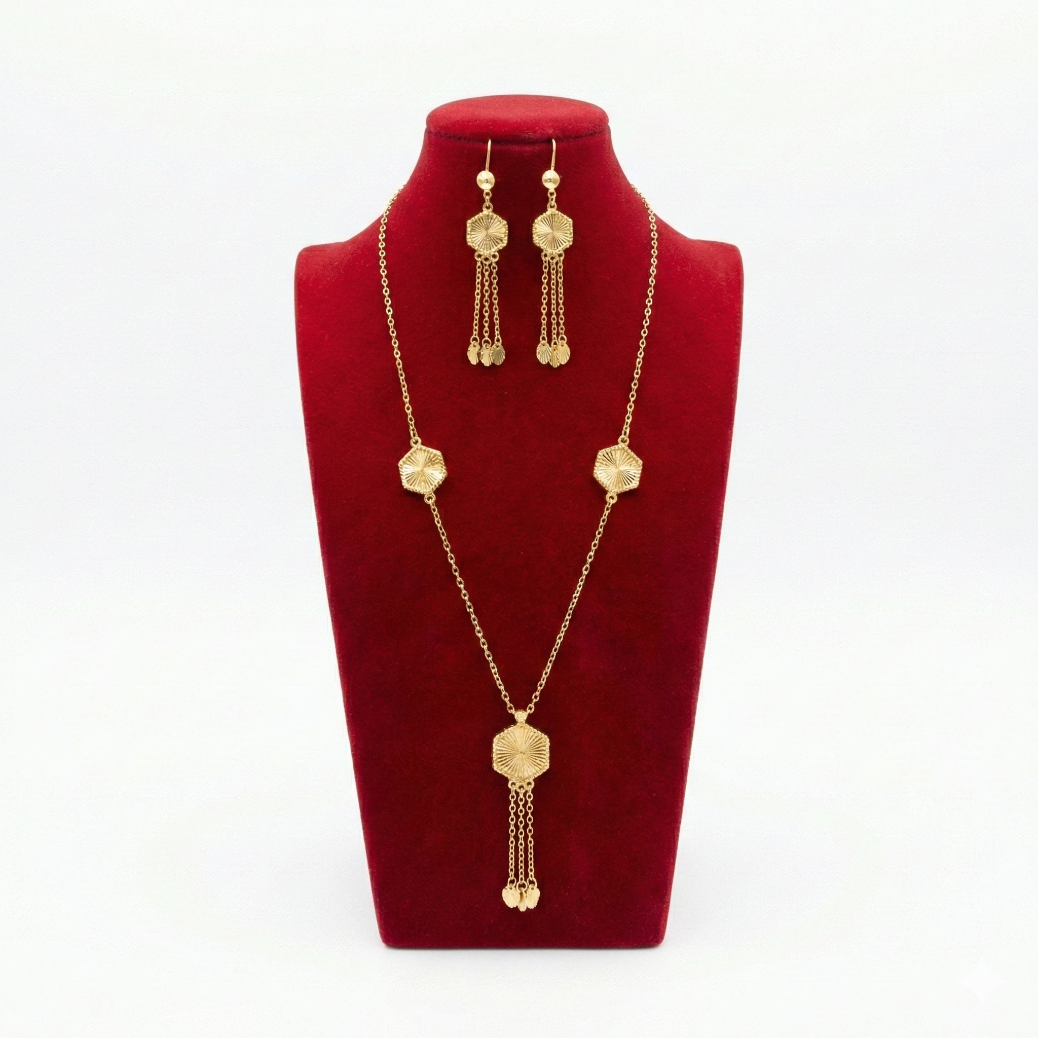 Royal Golden Sunburst Hexagon Long Station Set