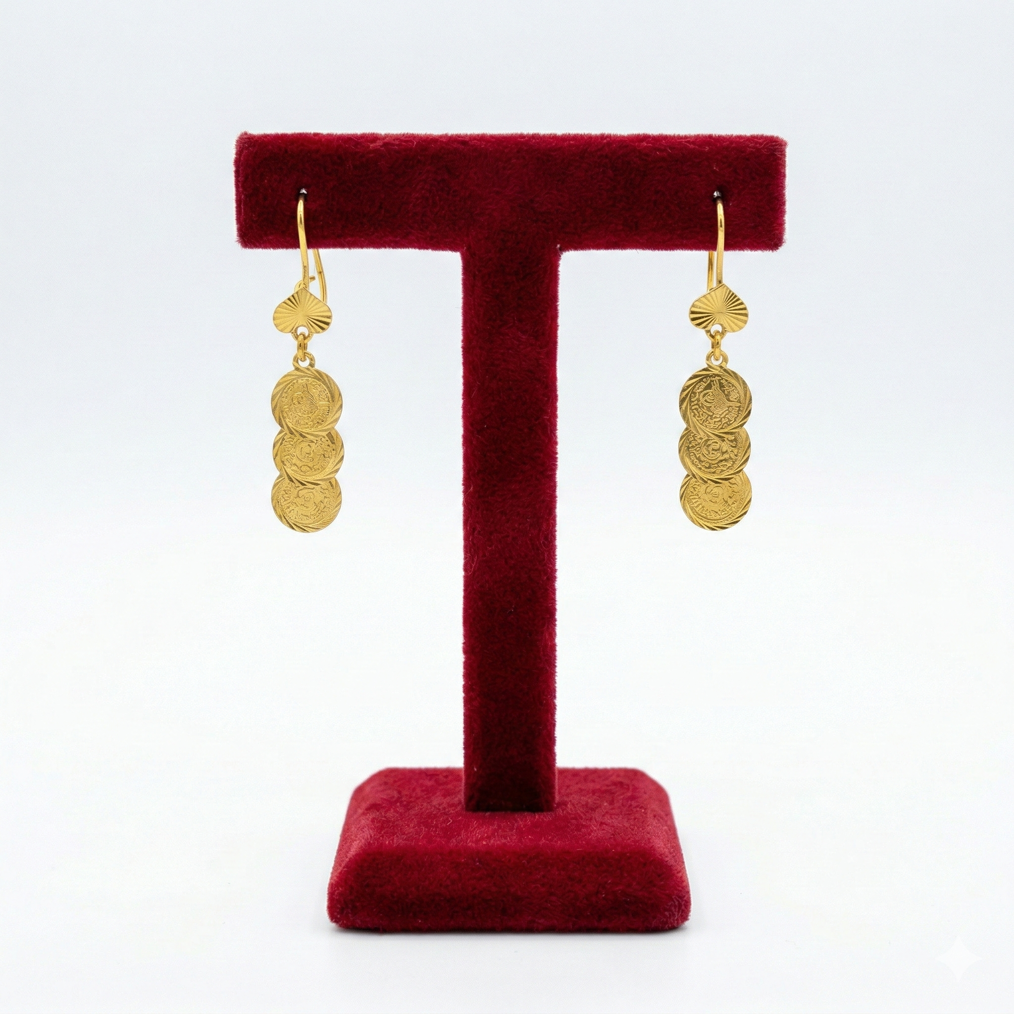 Triple Lira Coin Dangle Earrings