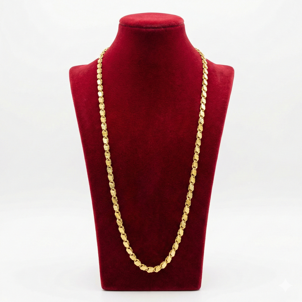 Royal 70cm Diamond-Cut Flat Patterned Chain