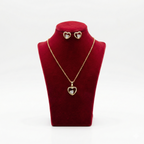 Sparkling Open-Heart Solitaire Crystal Set (Gold Tone)