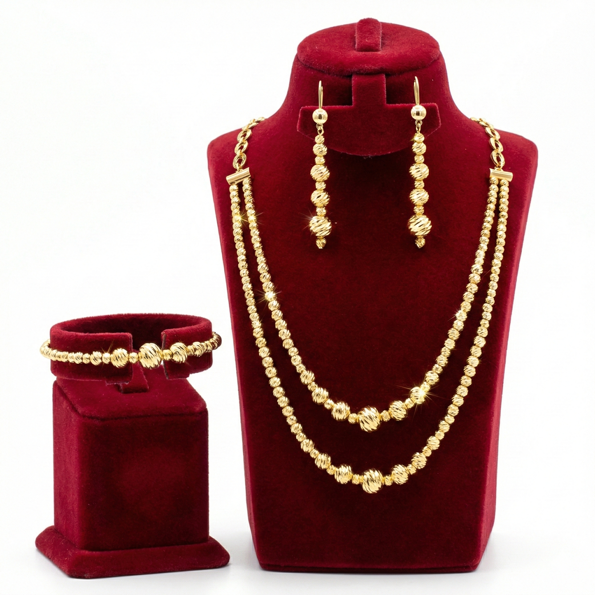 Royal Golden 2-Tier Beaded 3-Piece Set