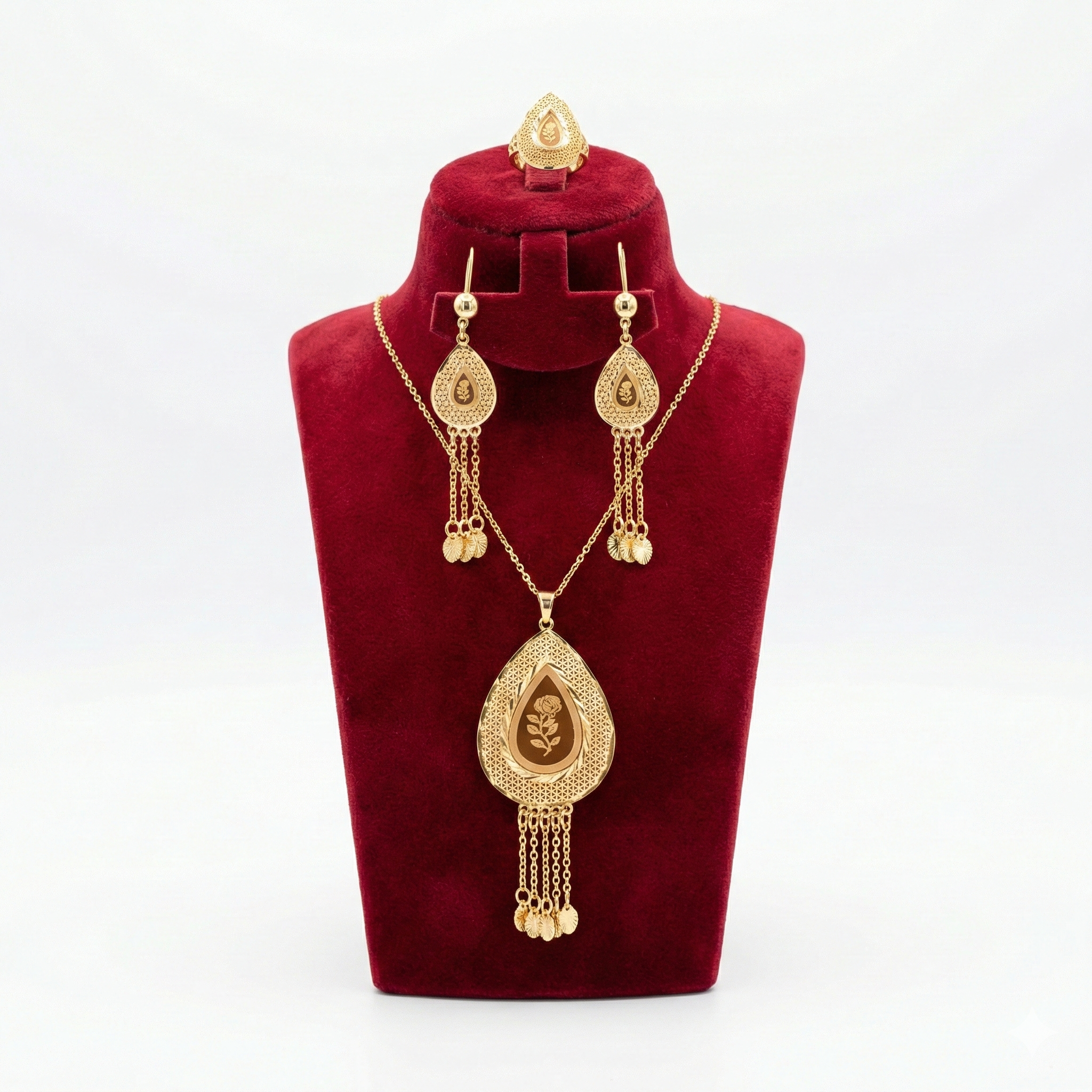 Royal Golden Teardrop Rose Lattice 3-Piece Set