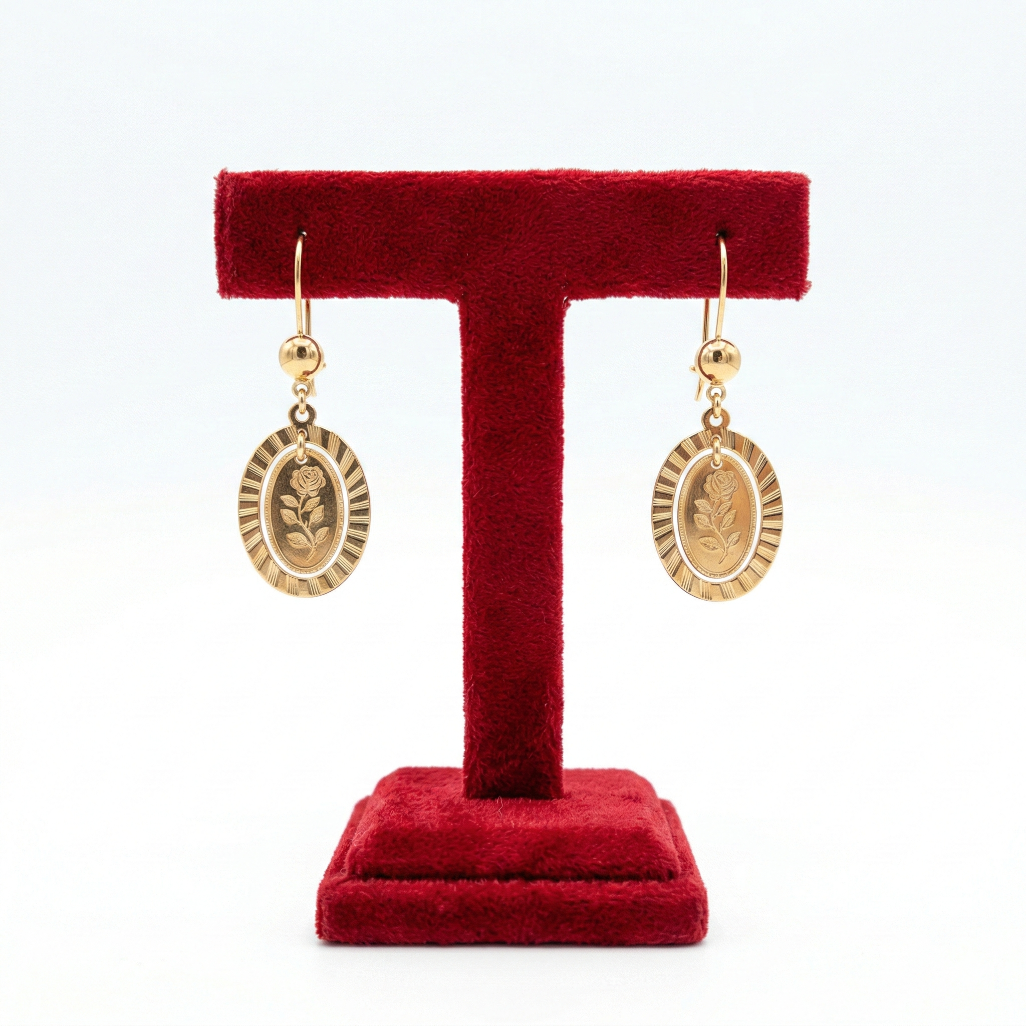 Classic Oval Rose Medallion Earrings