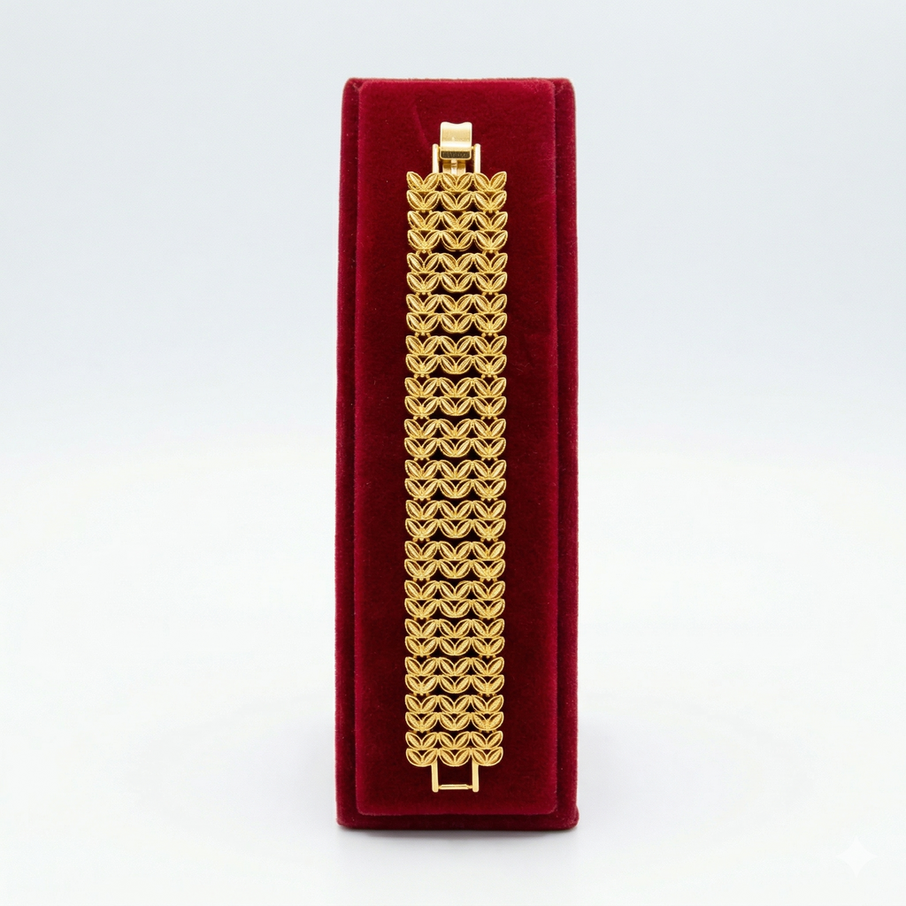 Statement Wide Woven Khaleeji Gold-Tone Bracelet