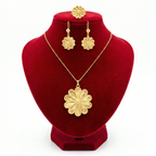 Golden Radiant Flower 3-Piece Jewelry Set