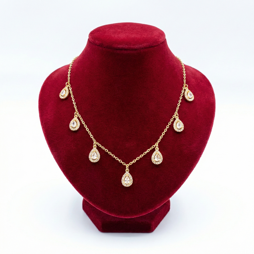 Radiant Pear-Cut Halo Charm Necklace