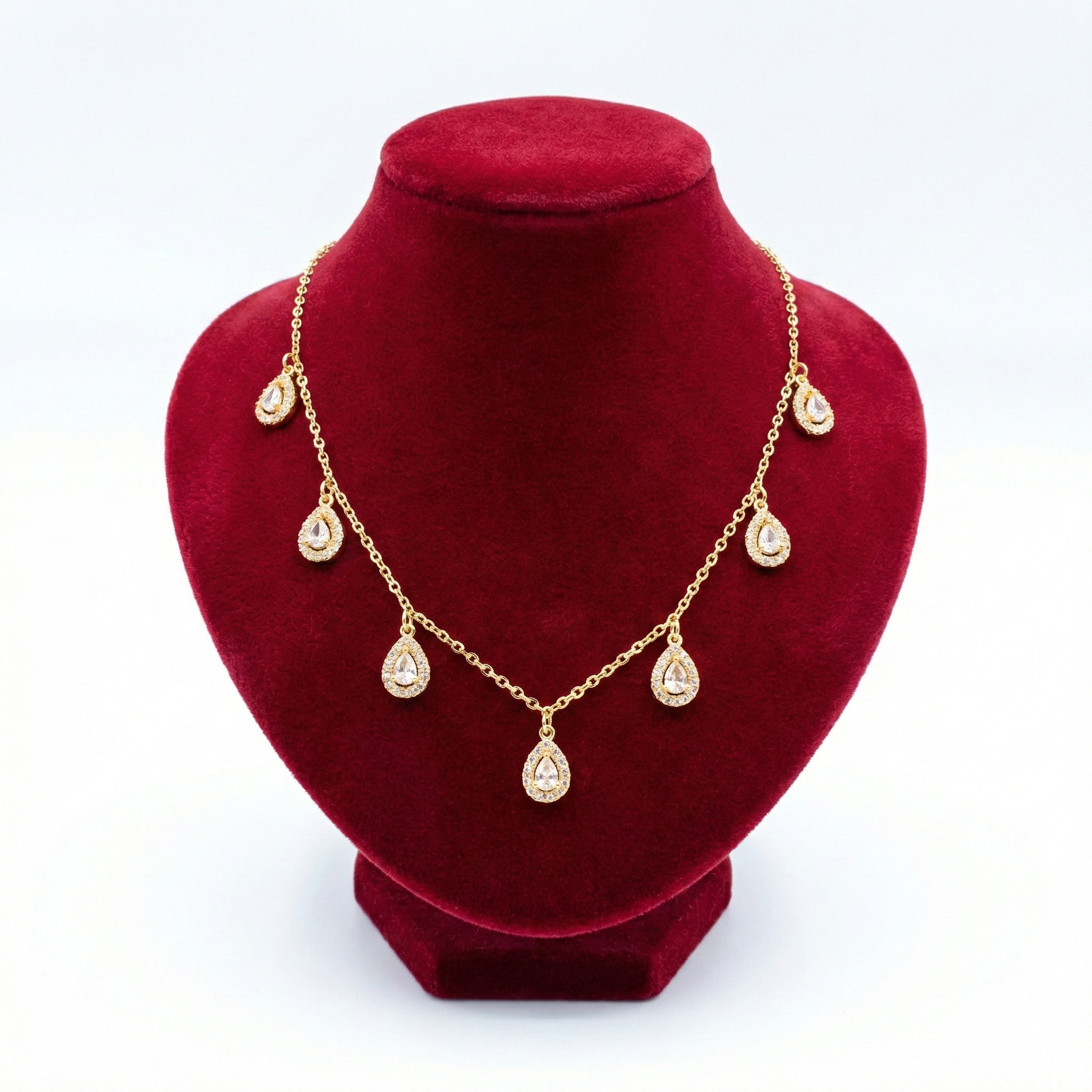 Radiant Pear-Cut Halo Charm Necklace