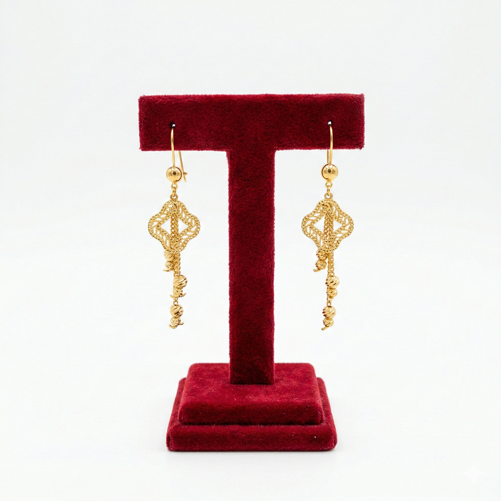 Woven Filigree Diamond Dangle Earrings
