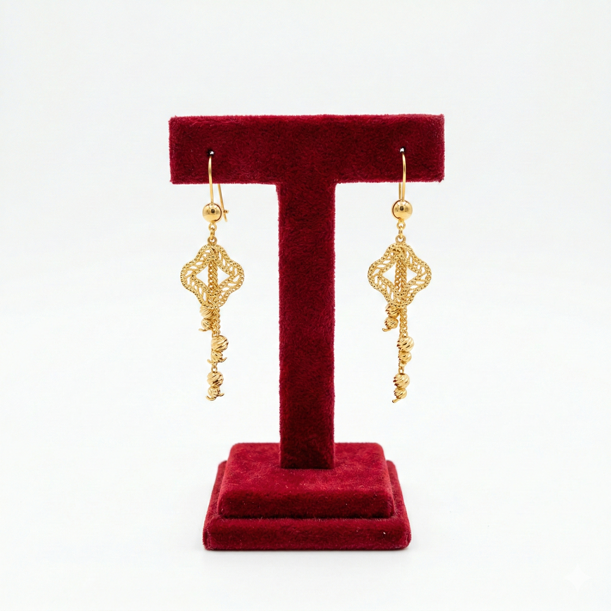 Woven Filigree Diamond Dangle Earrings