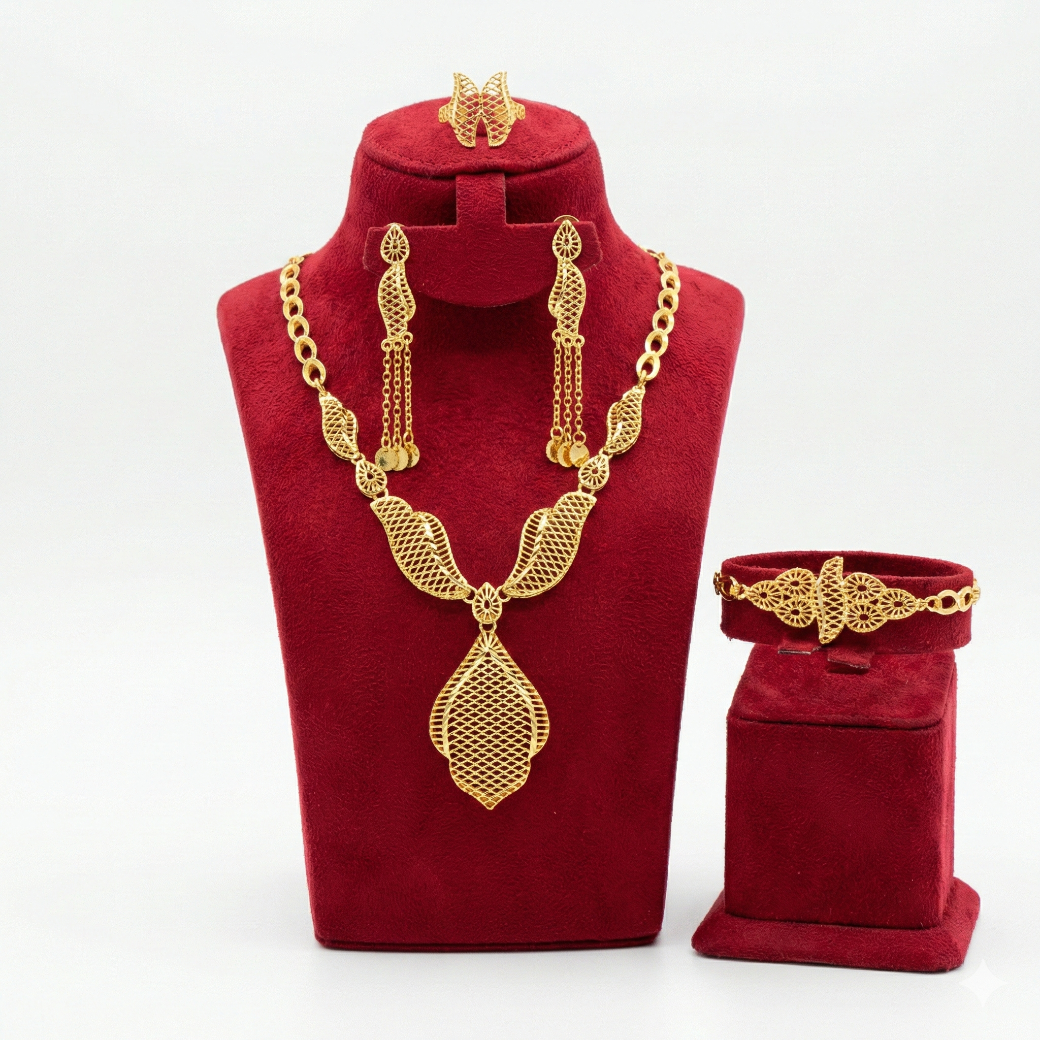 Royal Golden Lattice Leaf 4-Piece Set