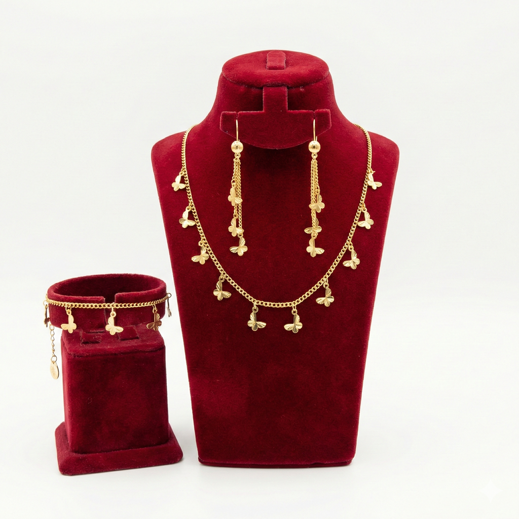 Golden Butterfly Charm 3-Piece Jewelry Set