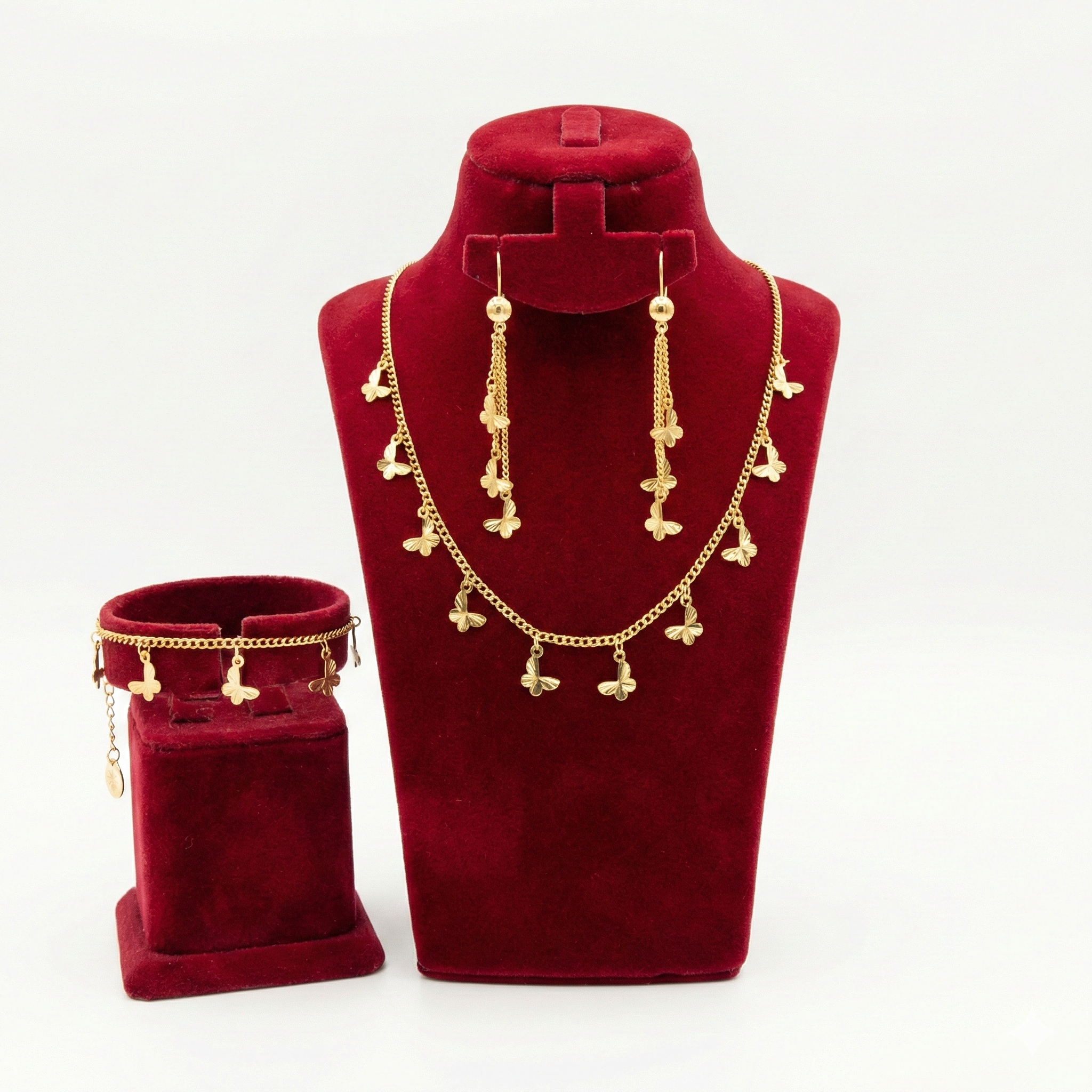 Golden Butterfly Charm 3-Piece Jewelry Set