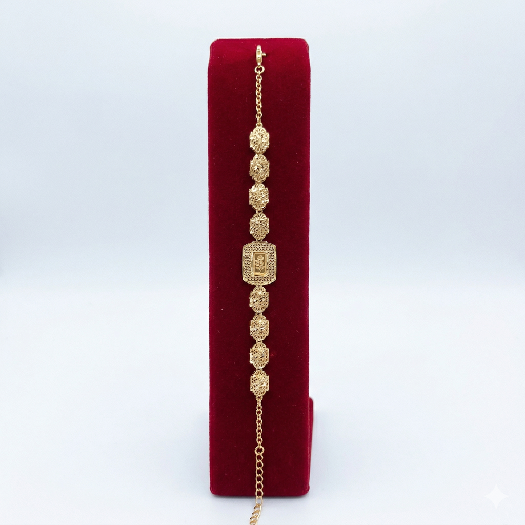 Romantic Floral Filigree Gold-Tone Bracelet