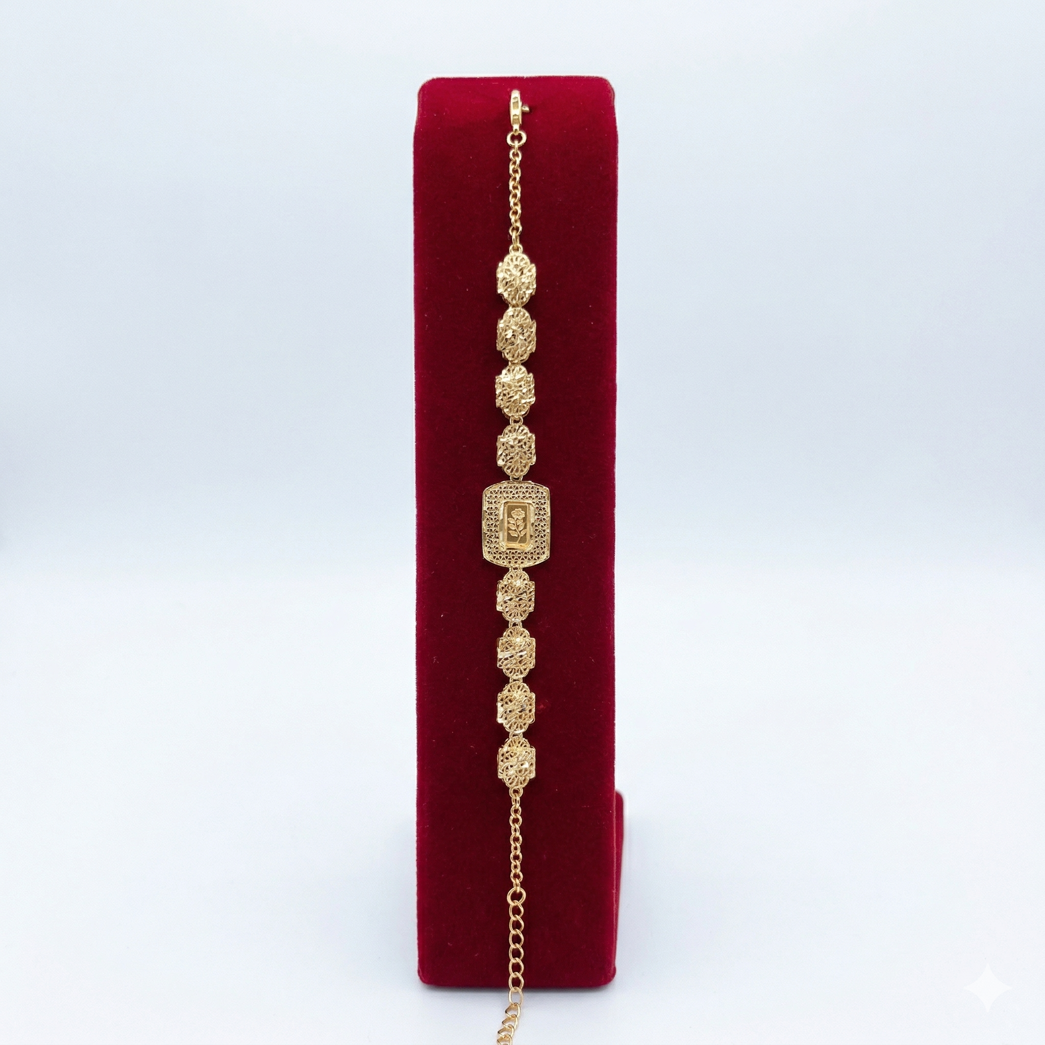 Romantic Floral Filigree Gold-Tone Bracelet