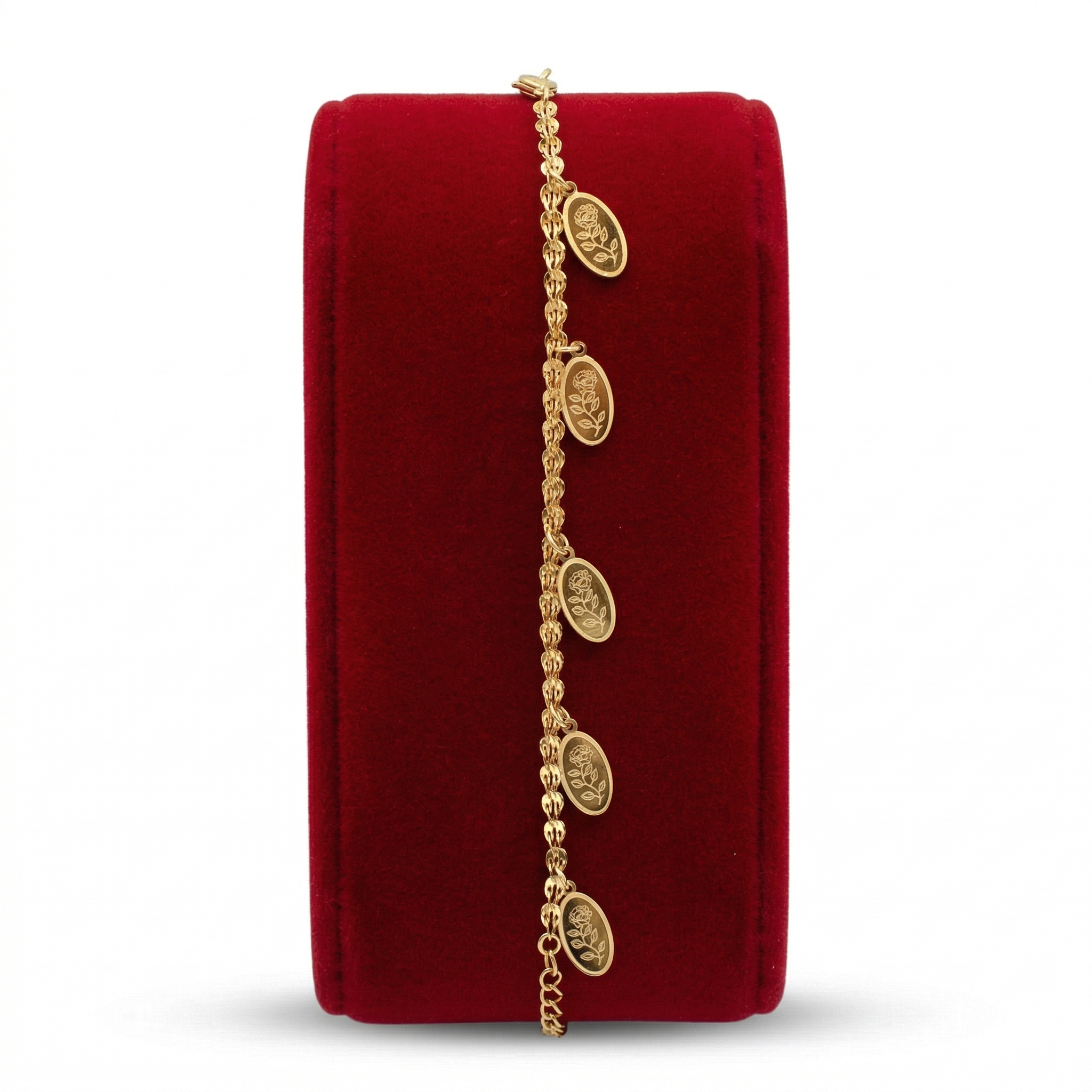 Dangling Floral Charm Khaleeji Gold-Tone Bracelet