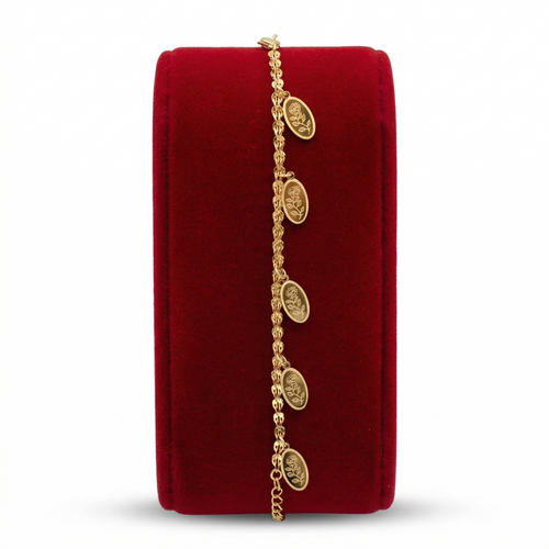 Dangling Floral Charm Khaleeji Gold-Tone Bracelet