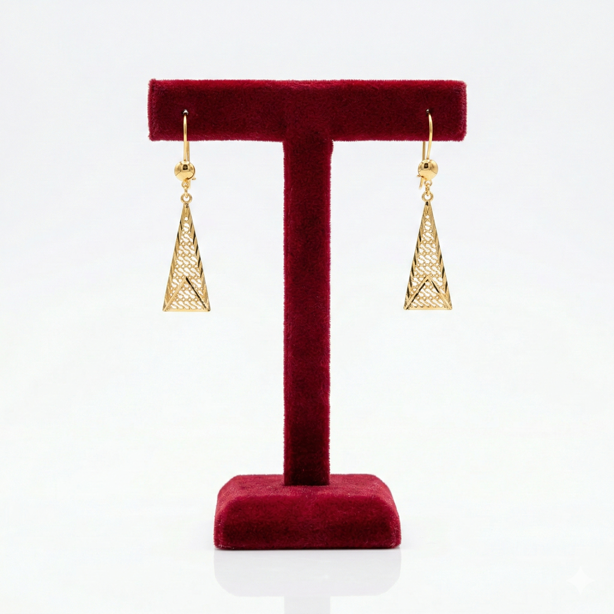 Geometric Filigree Triangle Drop Earrings