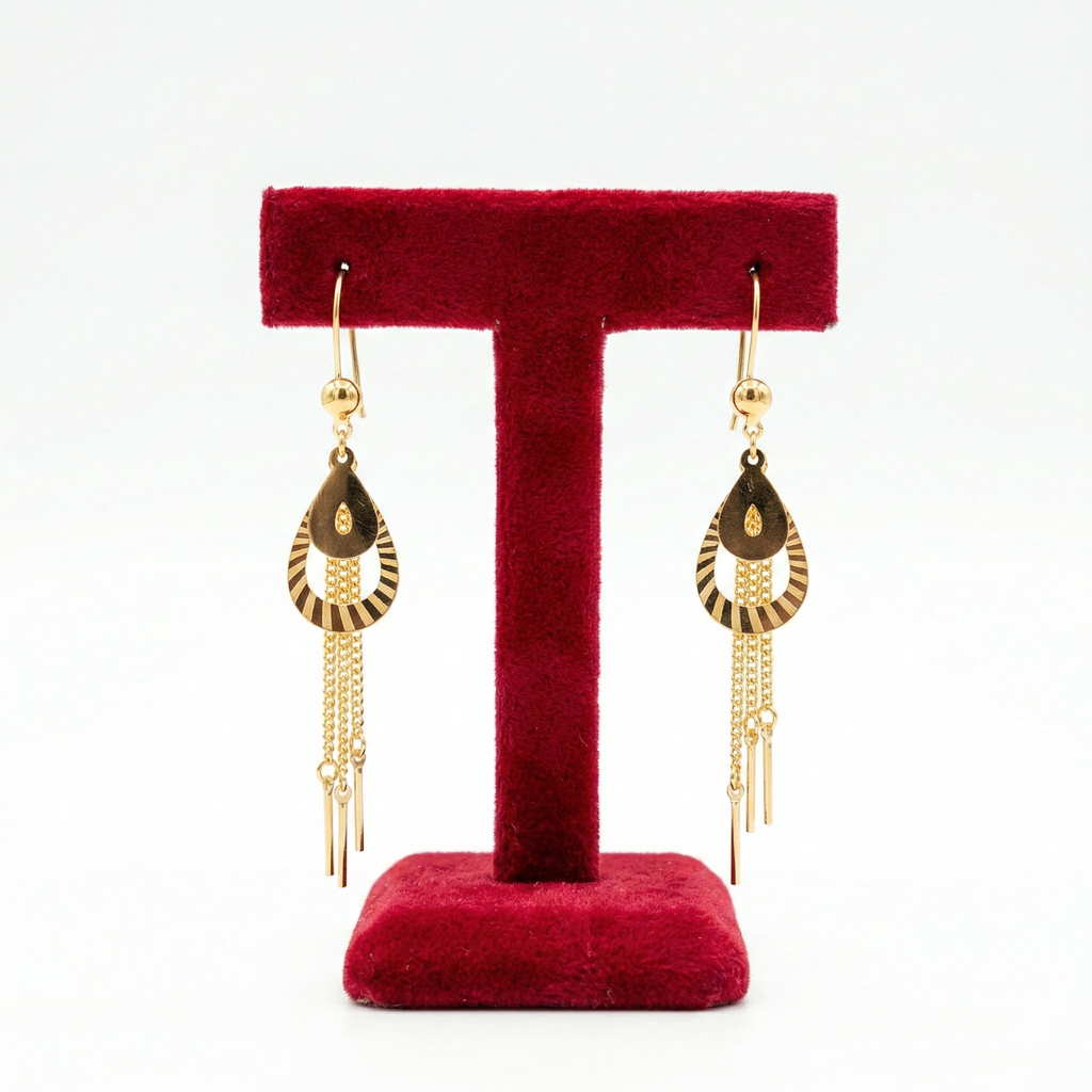 Elegant Teardrop Tassel Gold Earrings