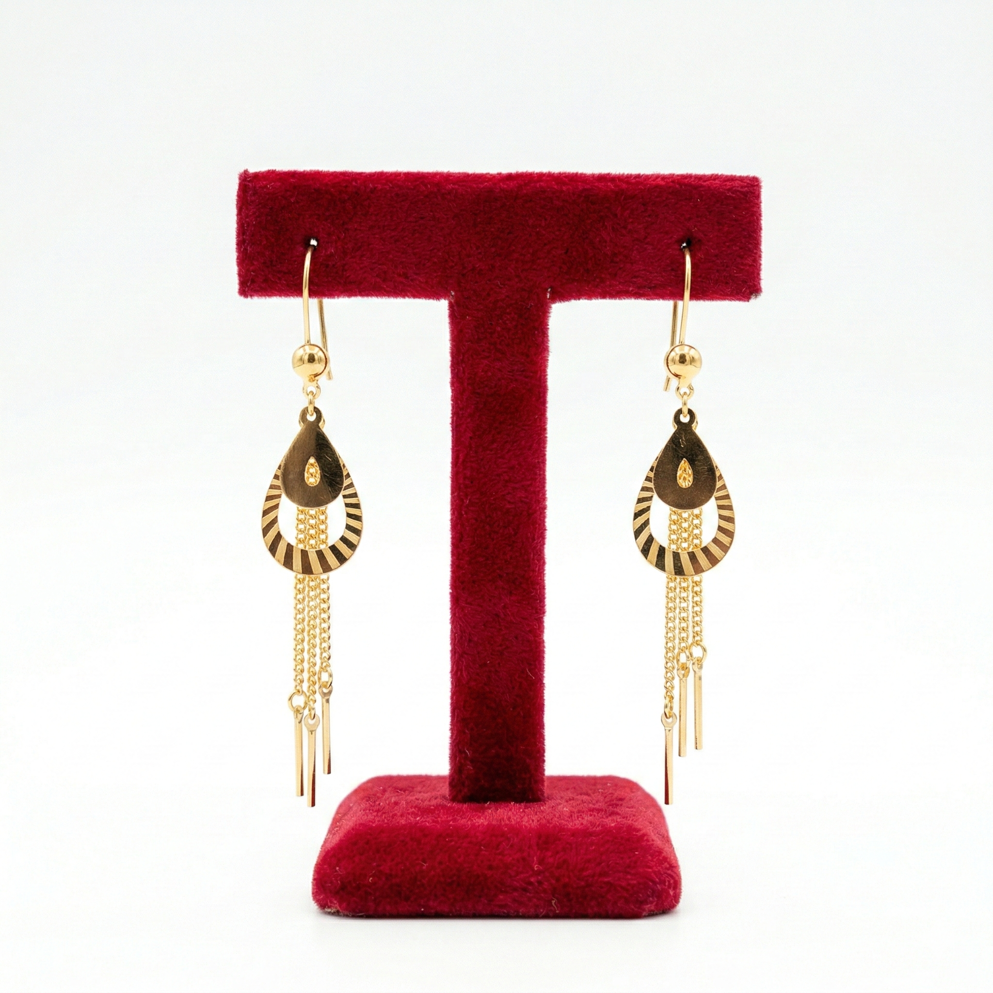 Elegant Teardrop Tassel Gold Earrings
