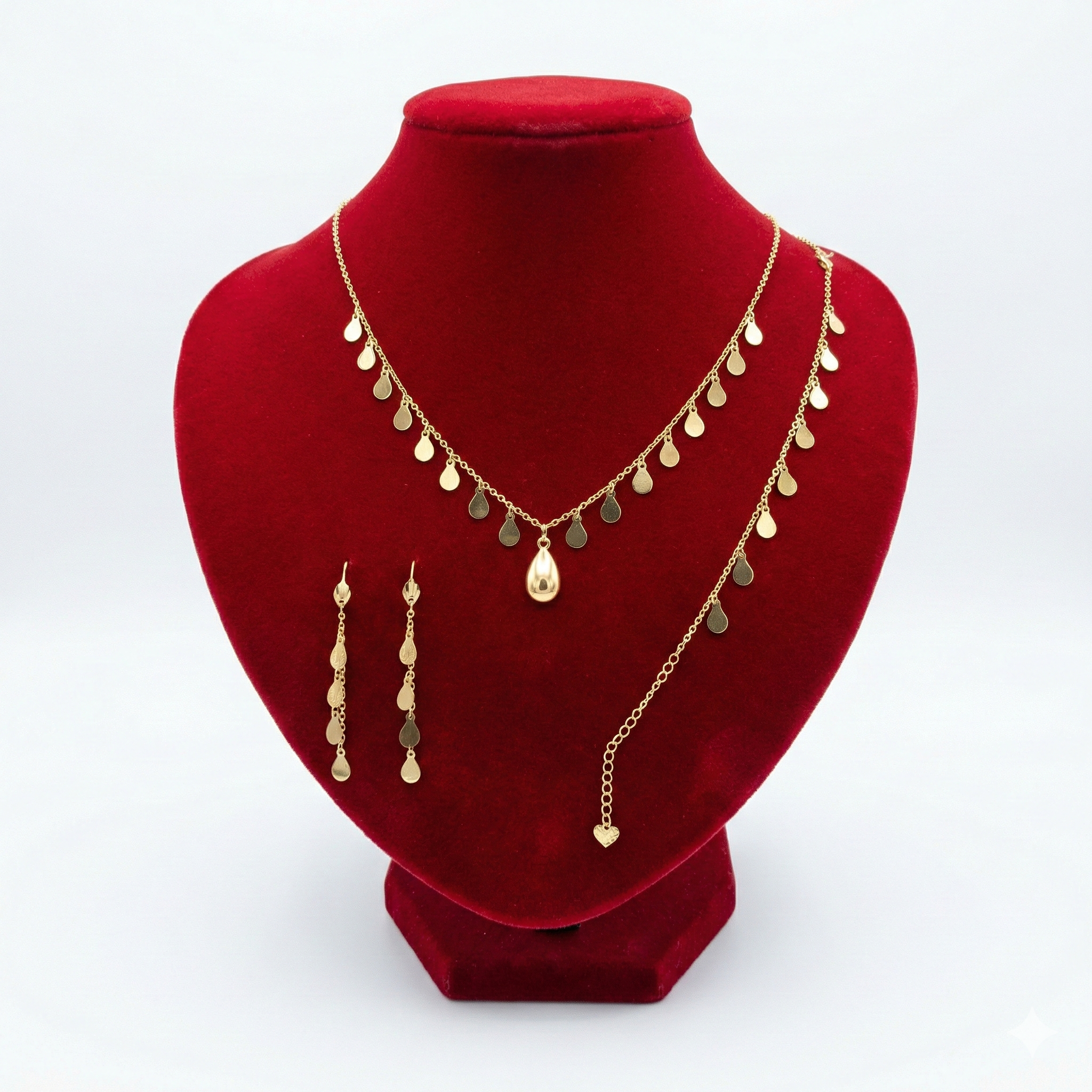 Sleek Liquid Gold Teardrop 3-Piece Set (Necklace, Bracelet, Earrings)