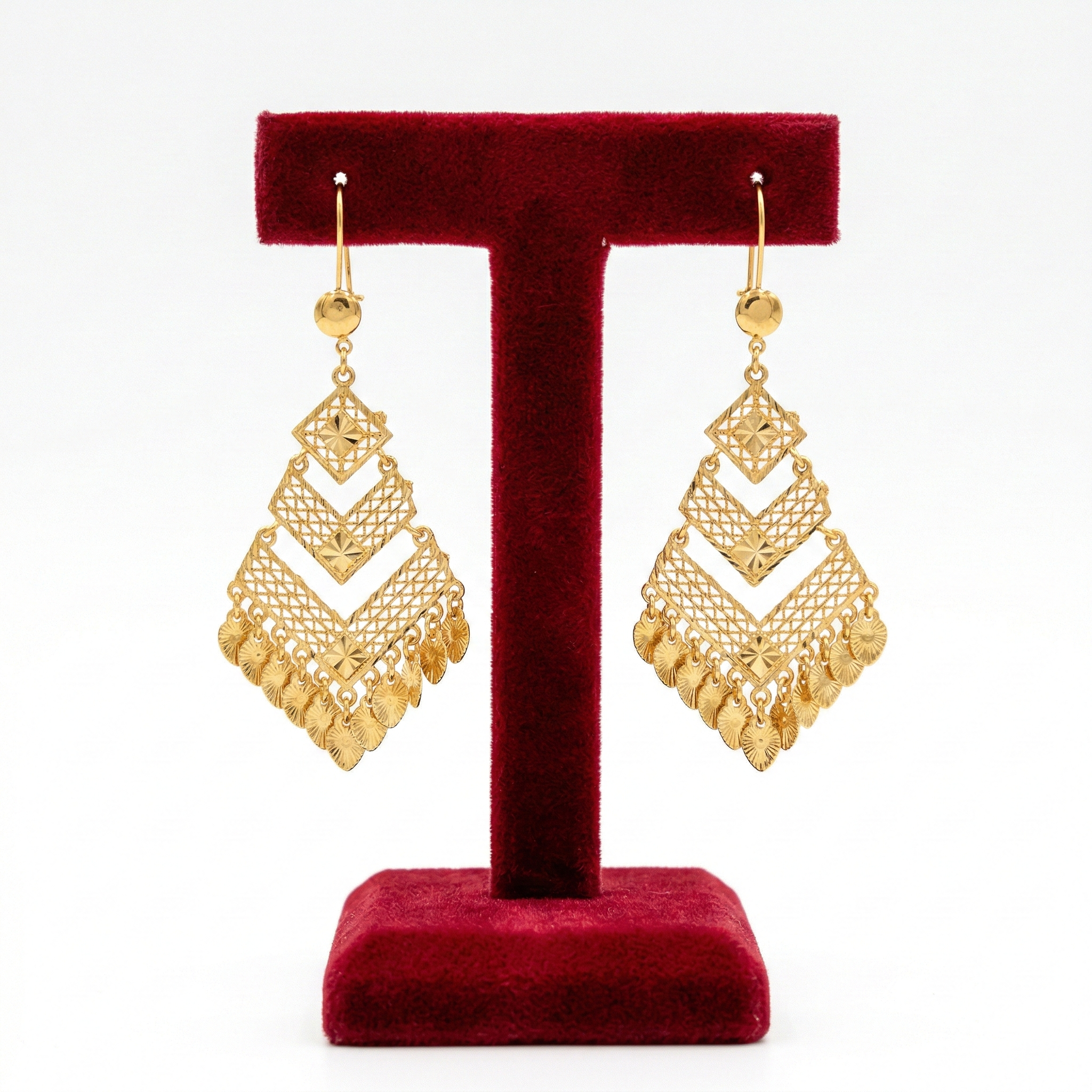 Layered Geometric Filigree Dangle Earrings