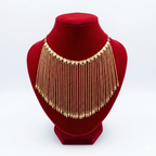 Royal Golden Waterfall Fringe Heart Choker
