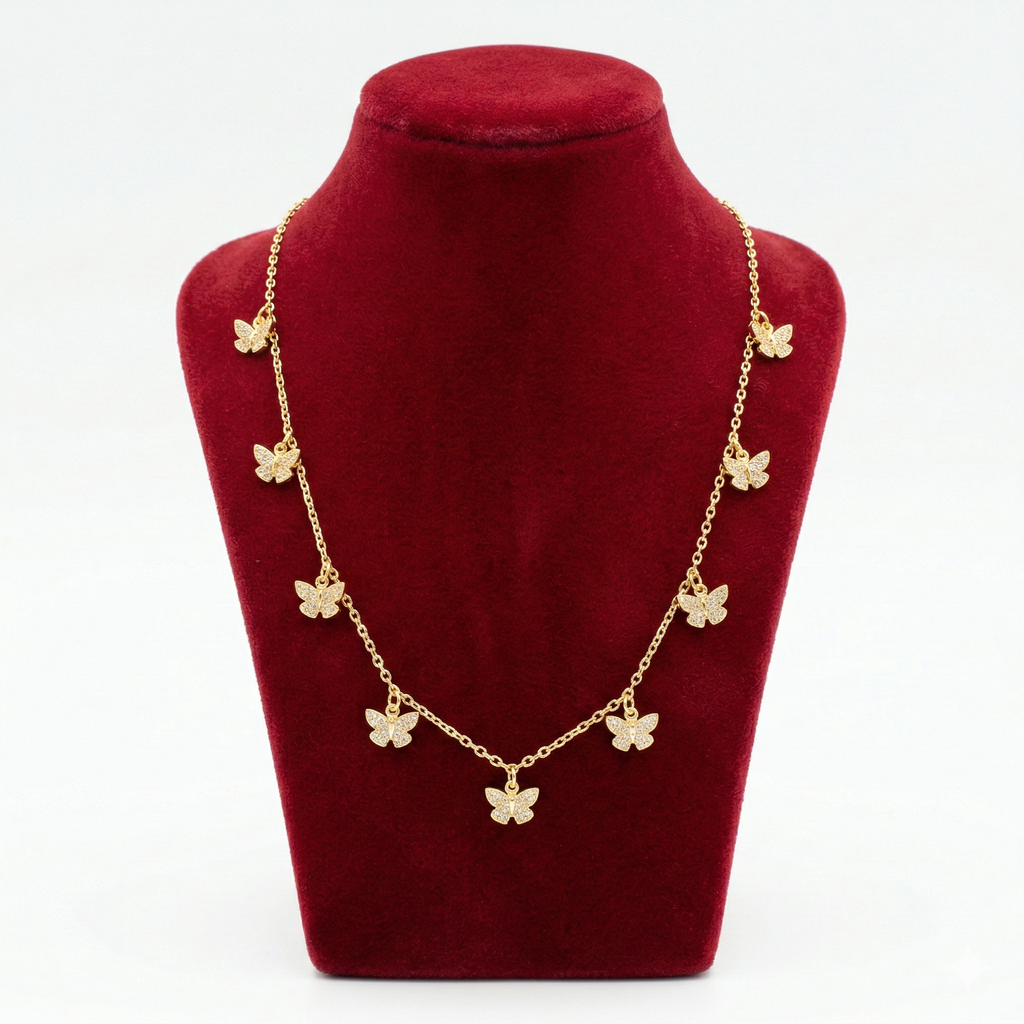 Sparkling Crystal Butterfly Charm Necklace