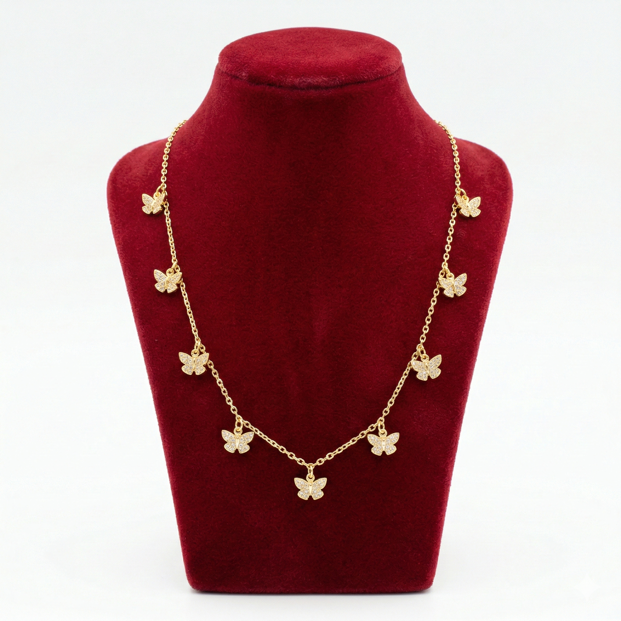 Sparkling Crystal Butterfly Charm Necklace