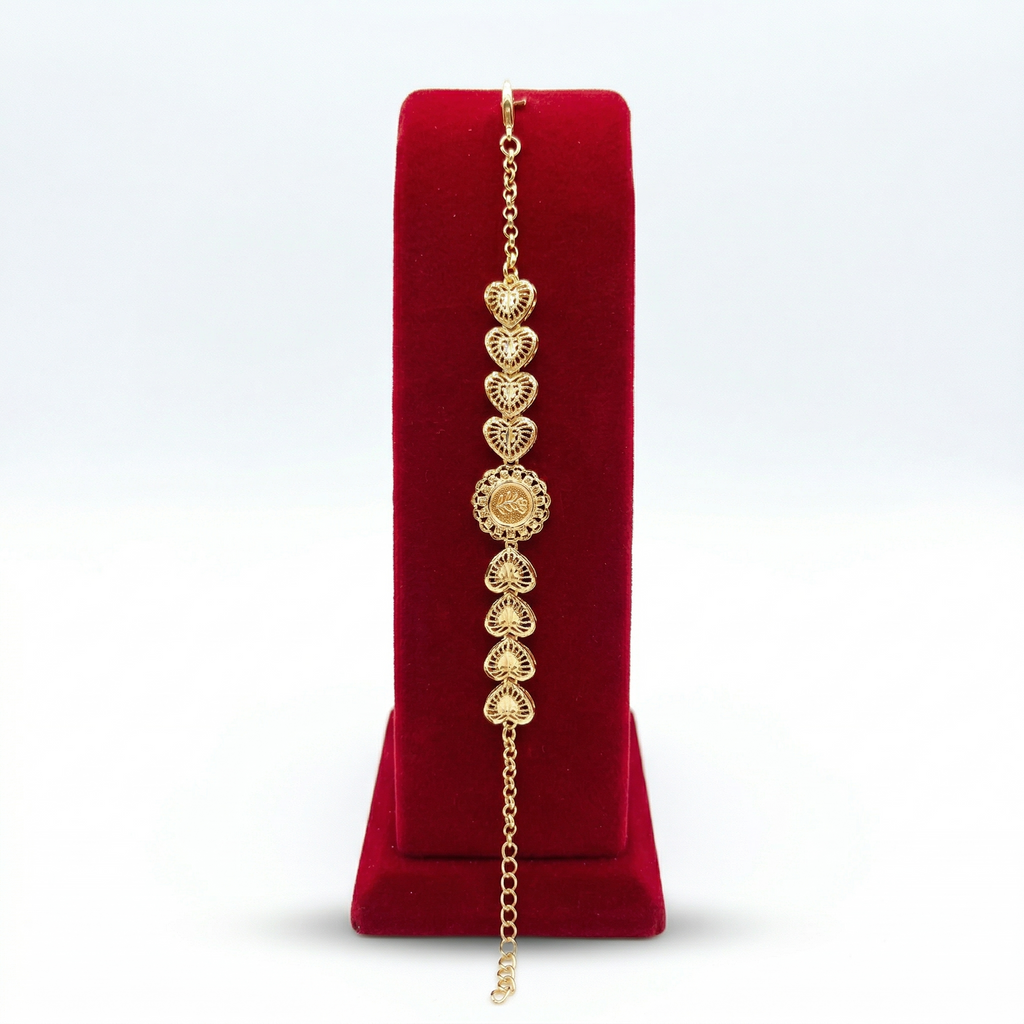 Romantic Floral Filigree Gold-Tone Bracelet