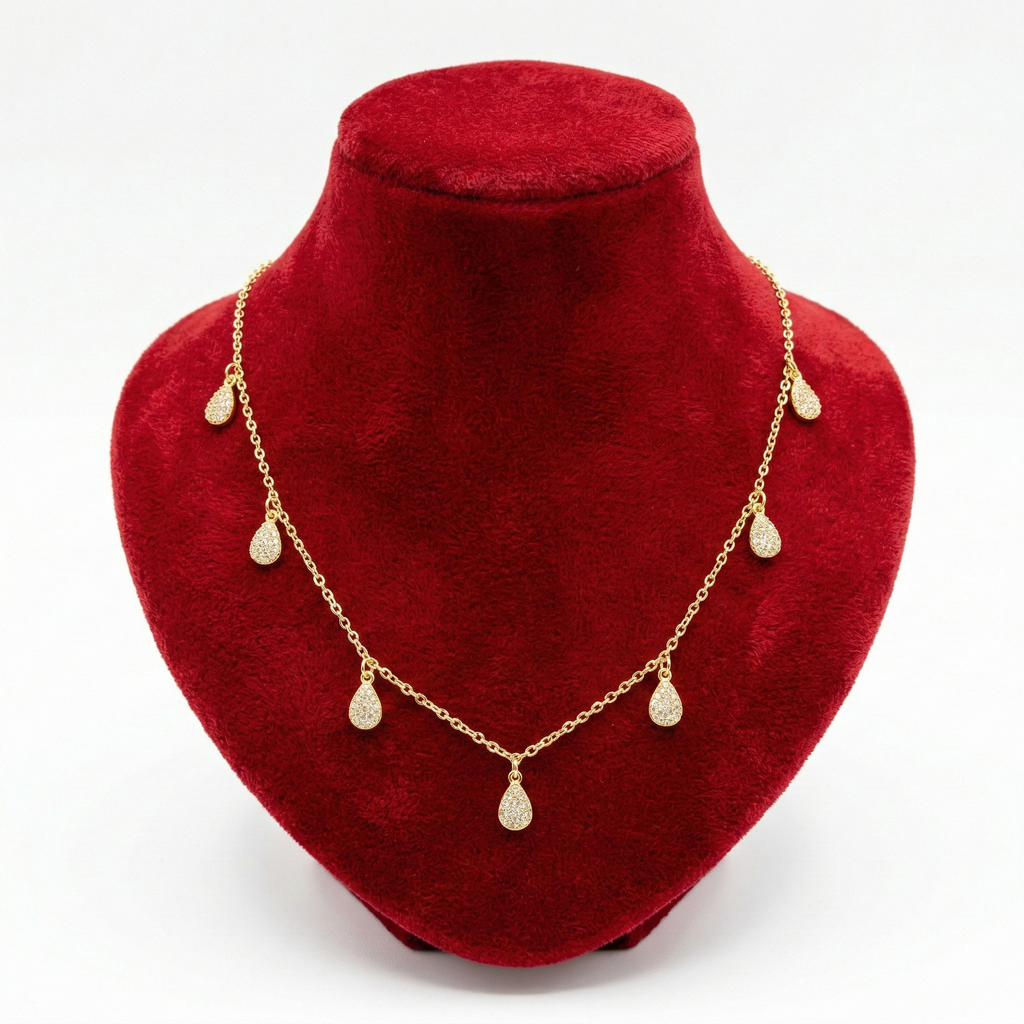 Sparkling Pave Teardrop Charm Necklace