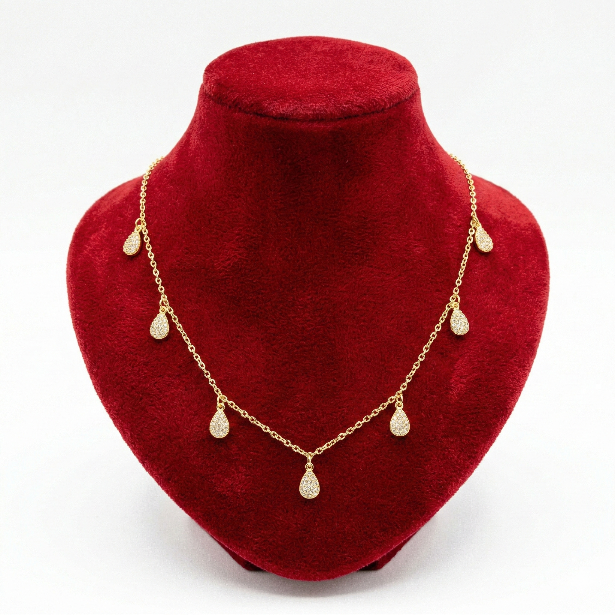 Sparkling Pave Teardrop Charm Necklace