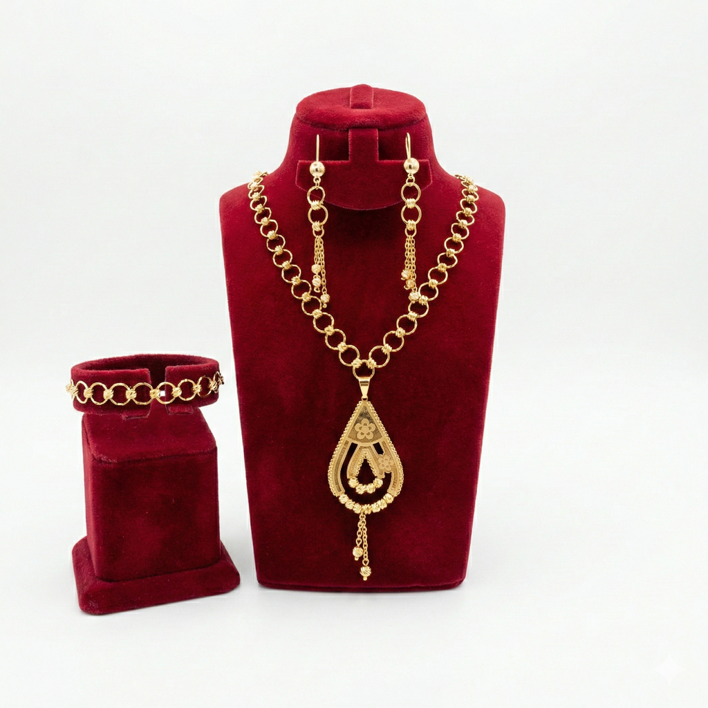 Royal Teardrop Floral Interlocking 4-Piece Jewelry Set