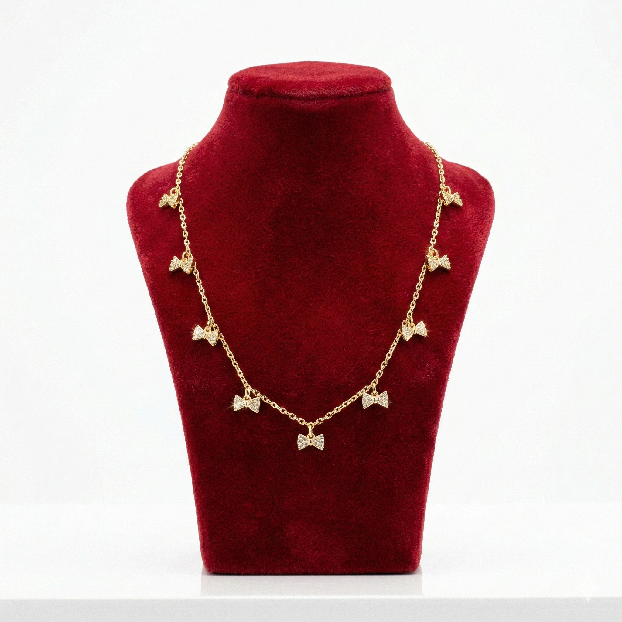 Sparkling Crystal Bow Charm Necklace