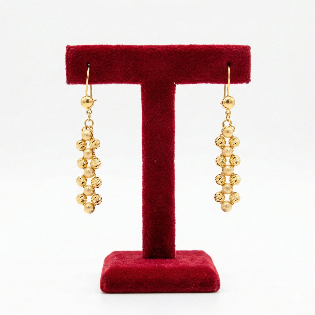 Royal Golden Dorce Bead Cascade Earrings (Shamwa Style)