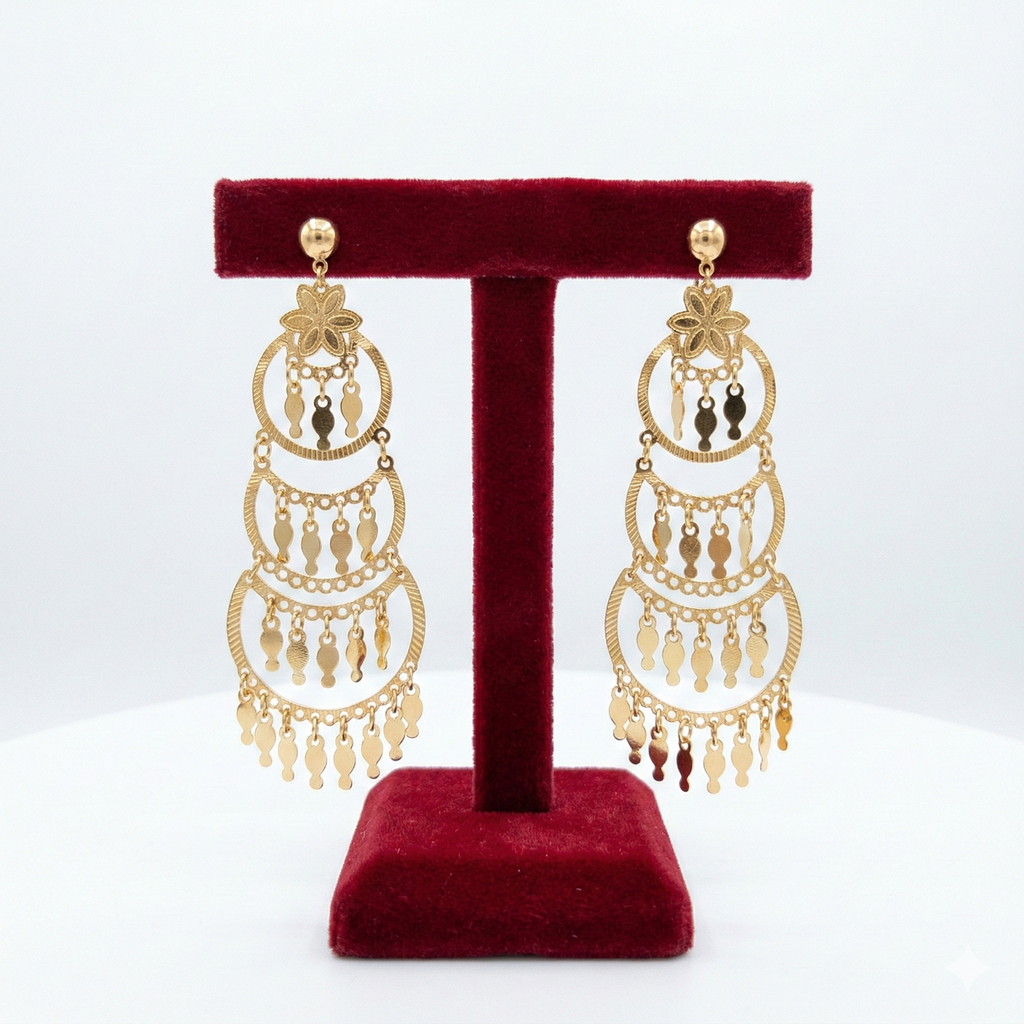 Multi-Tiered Floral Chandelier Statement Earrings