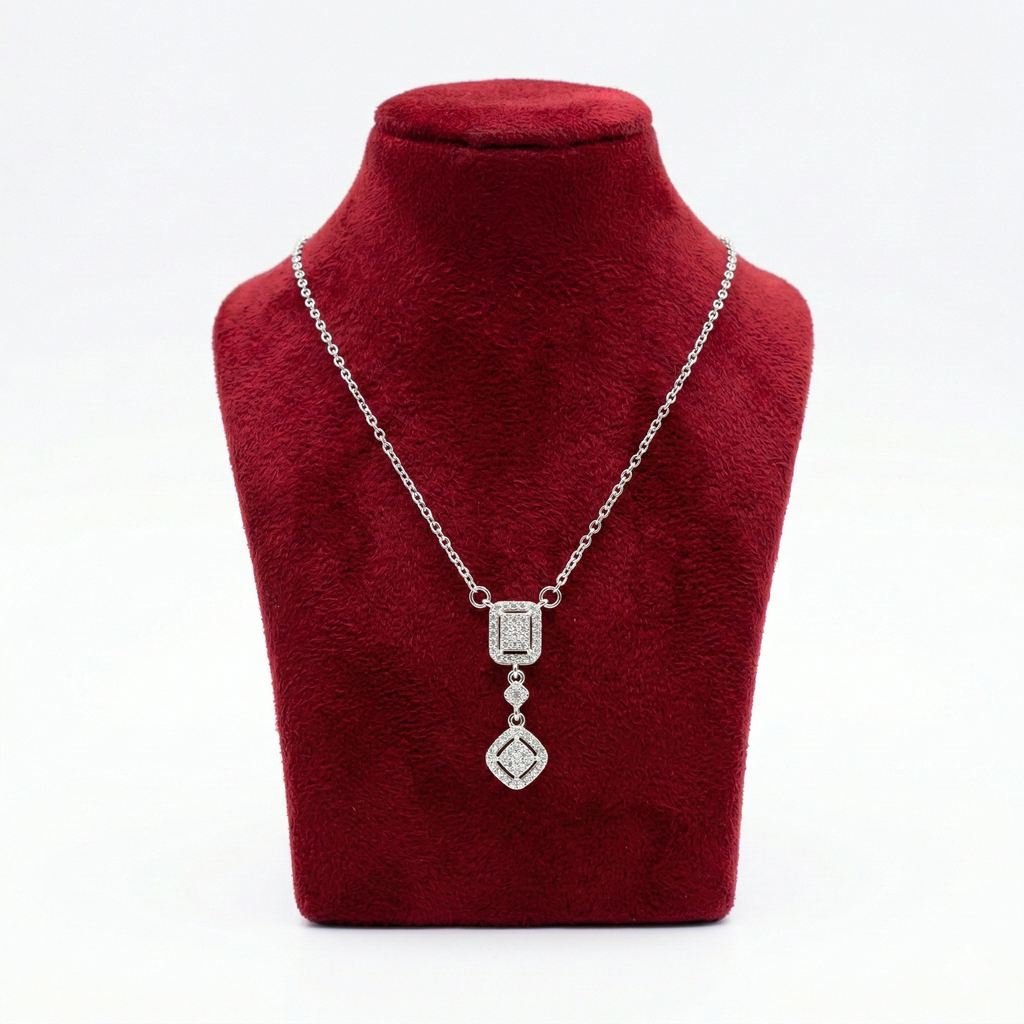 Geometric Diamond-Illusion Drop Necklace