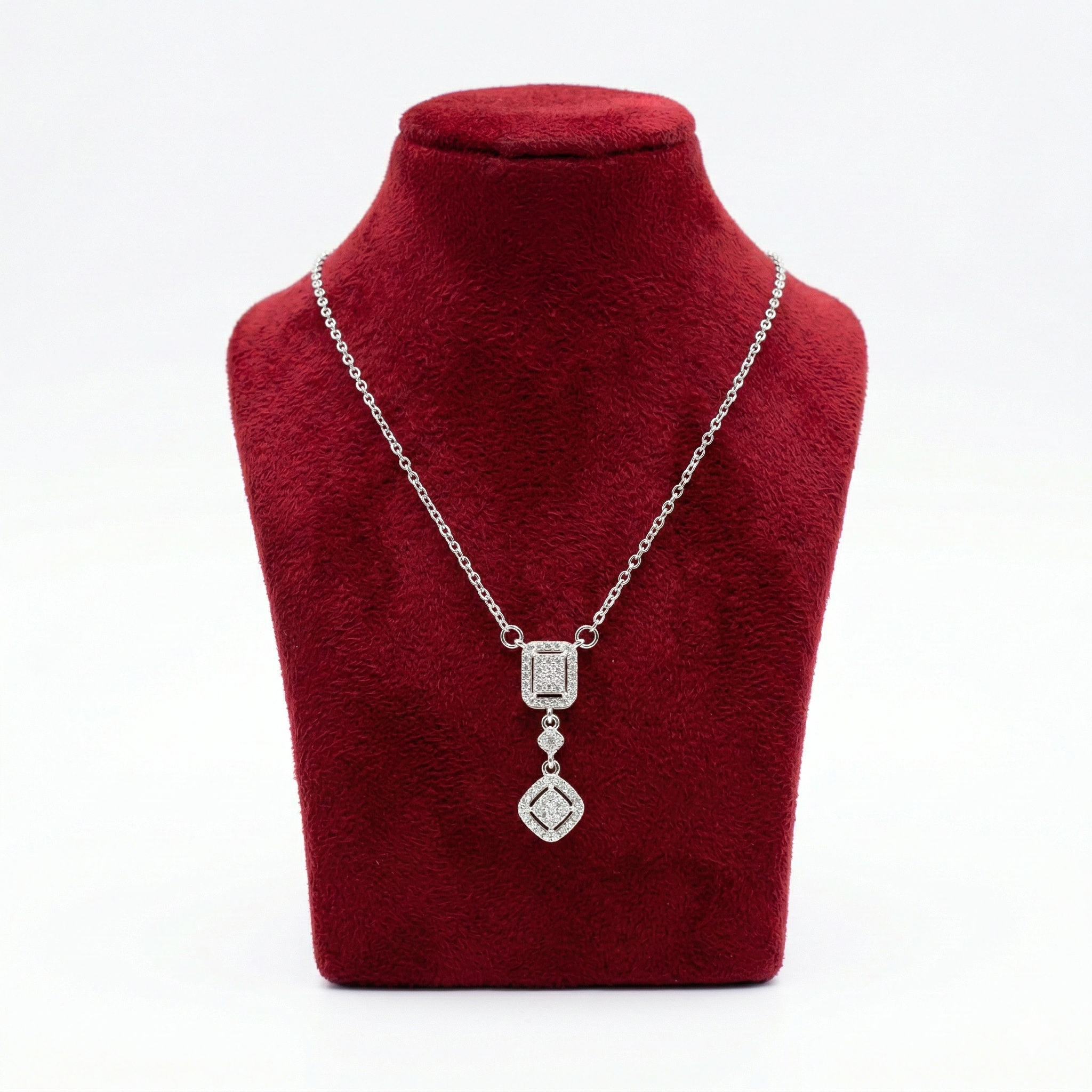 Geometric Diamond-Illusion Drop Necklace