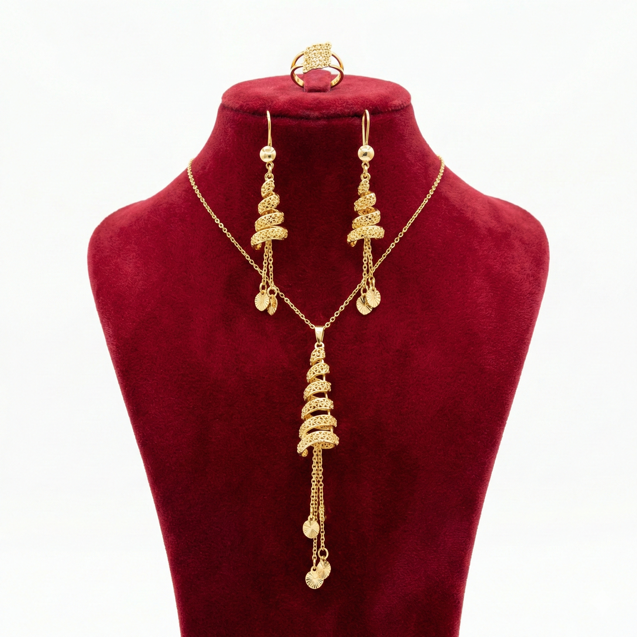 Royal Golden Spiral Filigree Tassel 3-Piece Set