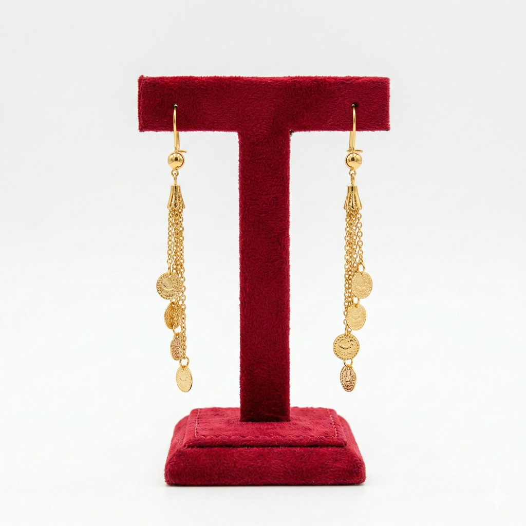 Cascading Coin Tassel Khaleeji Earrings