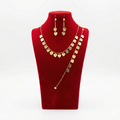 Engraved Rose Heart Motif 3-Piece Jewelry Set (Necklace, Bracelet, Earrings)