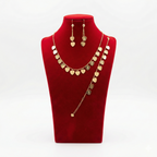 Engraved Rose Heart Motif 3-Piece Jewelry Set (Necklace, Bracelet, Earrings)