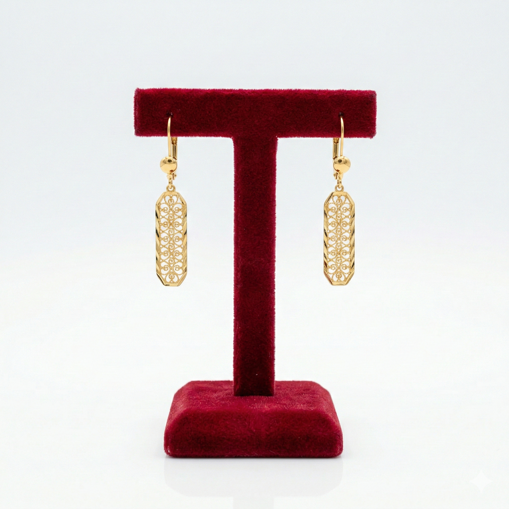 Majestic Long Filigree Bar Earrings